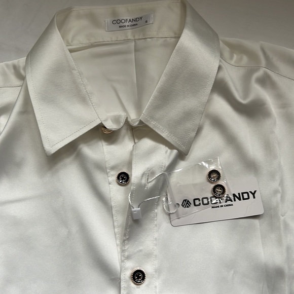 ⭐️nwt COOFANDY Long Sleeve Satin Silk Like Dress Shirt⭐️ - Picture 6 of 10